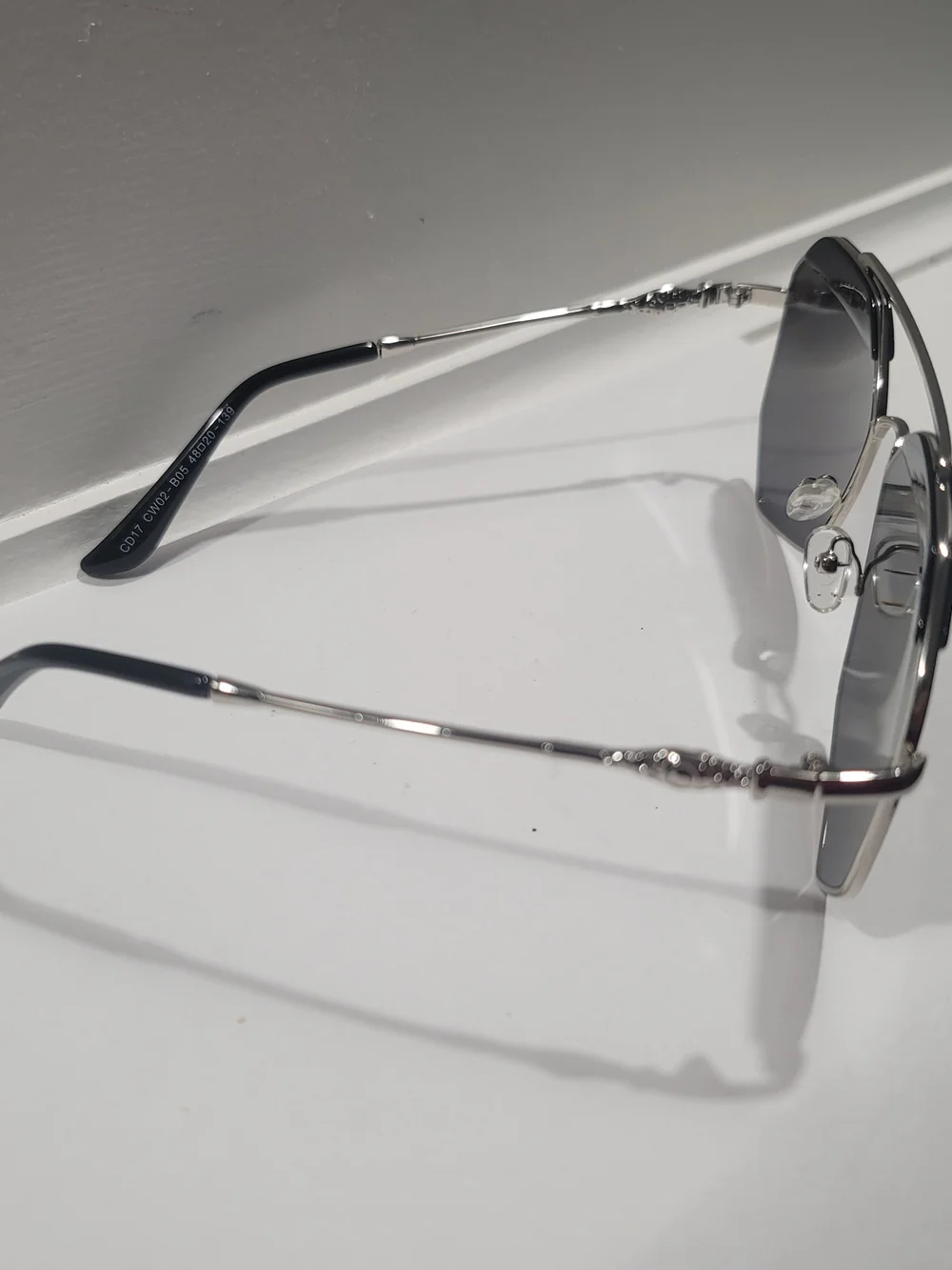 Silver Geometric Aviator Sunglasses